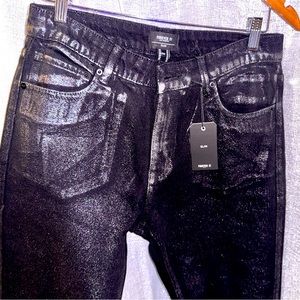 Black and silver stonewashed style skinny jeans.  Men ex 31w